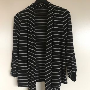 Black and white striped cardigan